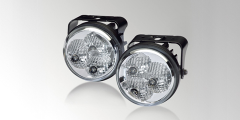 Powerful LED daytime running light, round, from HELLA