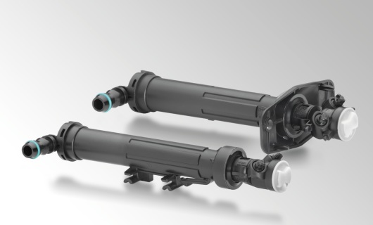 Telescopic nozzles for headlamp cleaning