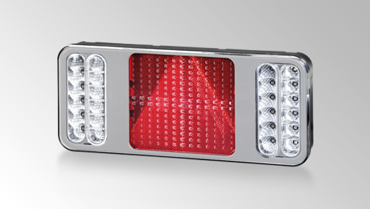 Design-forward, full-LED "COLUNA" rear combination lamp with silver frame from HELLA