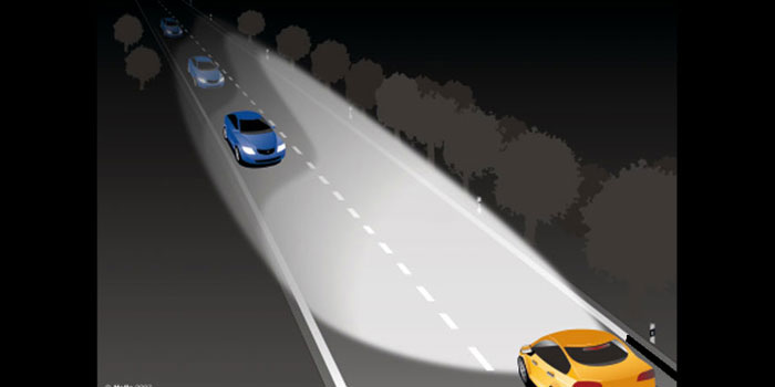Prilagodljiva svetlotemna meja za nasproti vozeči promet