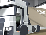 Mit einem Demo-Truck zeigt FORVIA auf der IAA in Hannover rund 30 Licht- und Elektronikprodukte von HELLA sowie ein komplettes Wasserstoffspeichersystem von Faurecia.