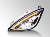 Hymer headlamps with LED light guides and bi-LED modules.