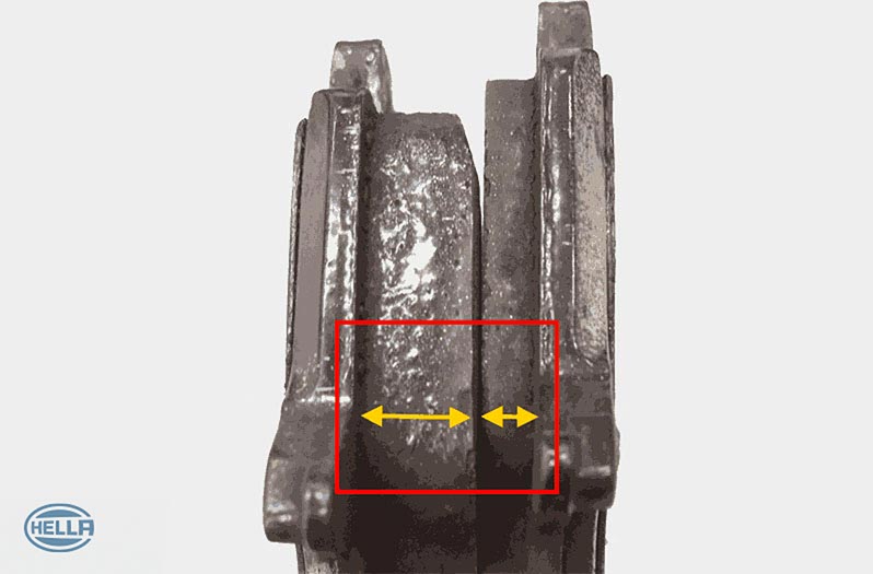 Alte rostige Bremsscheibe und neue Bremsscheibe, Bremsklötze vorn. Ersetzen  Sie die alte durch eine neue Bremsscheibe bei einem Auto in einer Garage.  Auto-Reparaturkonzept Stockfotografie - Alamy