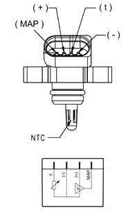 Intake manifold pressure sensor with integrated intake air temperature  sensor