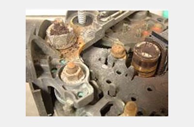 Corrosion damage to the connection terminals