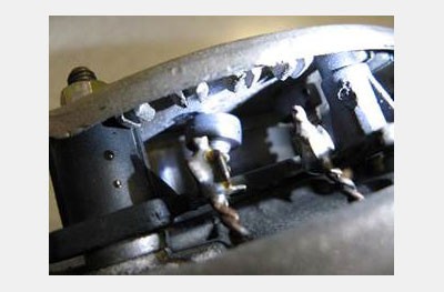 Illustration shows the damaged diode carrier with destroyed diodes Figure 2