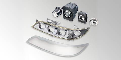 Exploded view of the modular, customer-specific module headlamp from HELLA